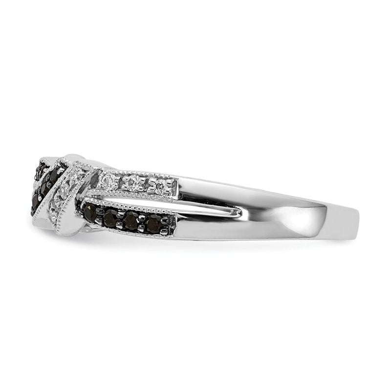 14k White Gold w/Black Rhodium White and Blue Diamond Ring