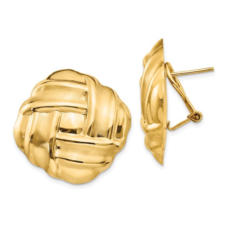 14k Polished &amp; Satin Omega Back Post Earrings