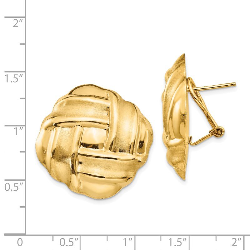 14k Polished &amp; Satin Omega Back Post Earrings