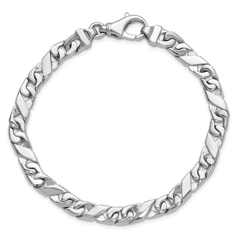14K White Gold 18 inch 6.7mm Hand Polished Fancy Link with Fancy Lobster Clasp Chain
