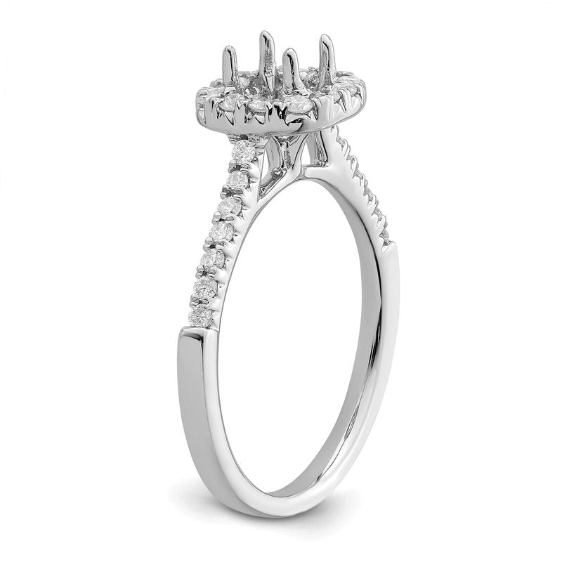 14K White Gold 1/2 carat Lab Grown Diamond VS+ F+ Semi-Mount Asscher Halo Engagement Ring