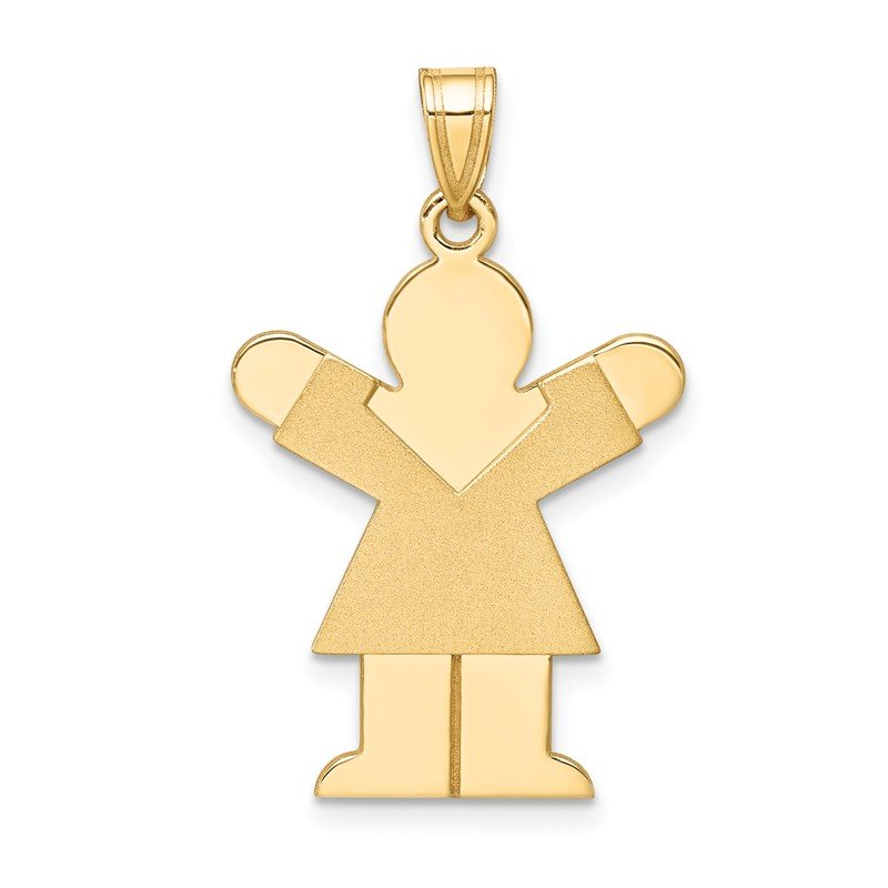 14k The Kids Solid Satin Medium Girl Engravable Love Charm