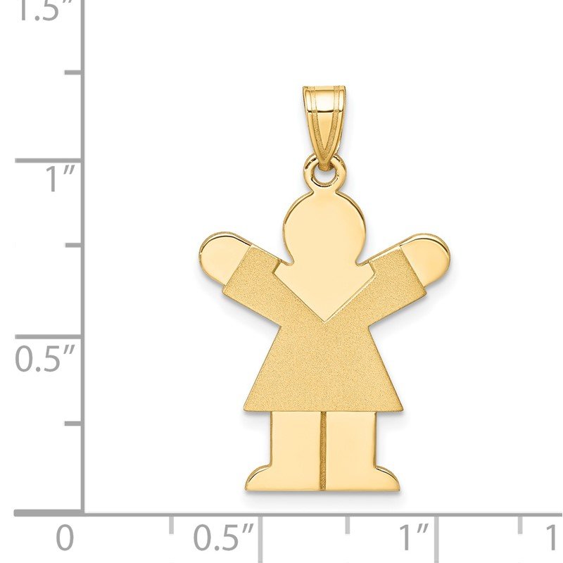 14k The Kids Solid Satin Medium Girl Engravable Love Charm