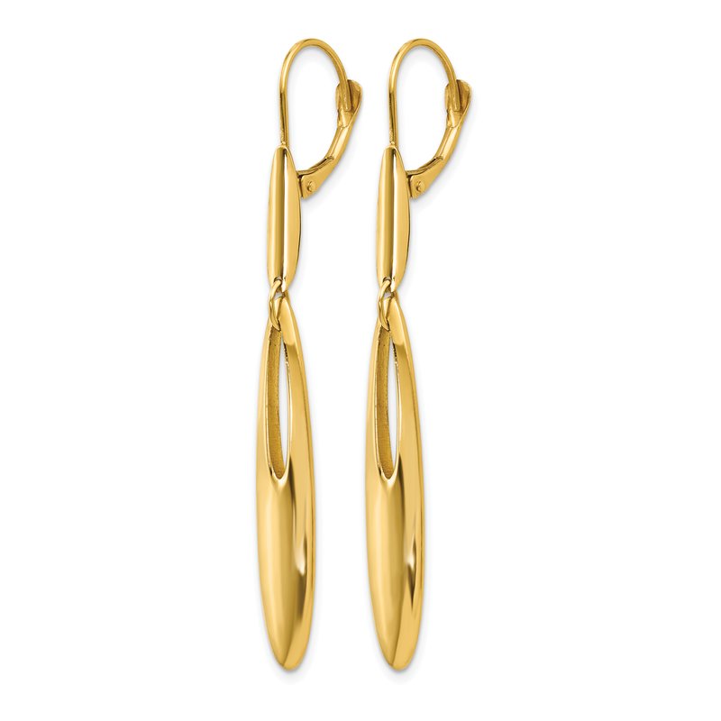 14K Polished Leverback Dangle Earrings