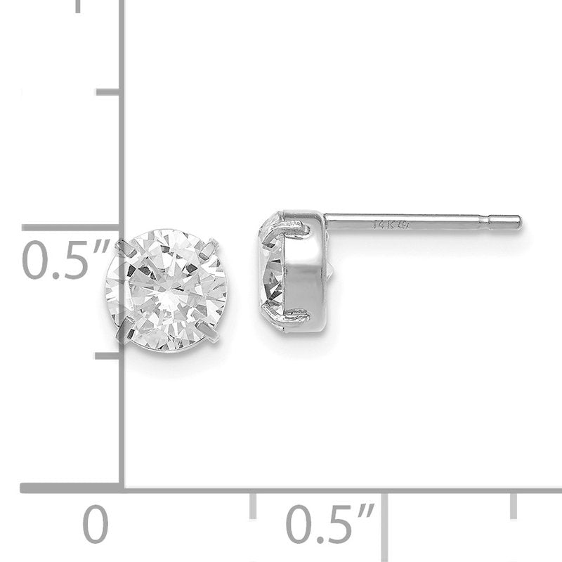 14k White Gold CZ Stud 6.0mm Earrings