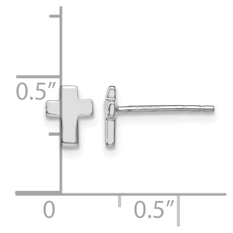 14K White Gold Polished Cross Post Earrings