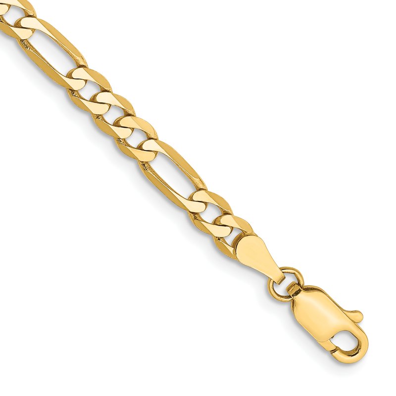 14K 26 inch 4mm Flat Figaro with Lobster Clasp Chain