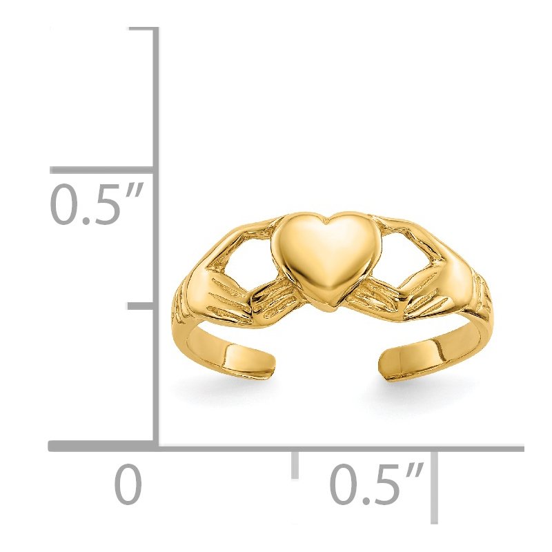 14k Polished Claddagh Toe Ring
