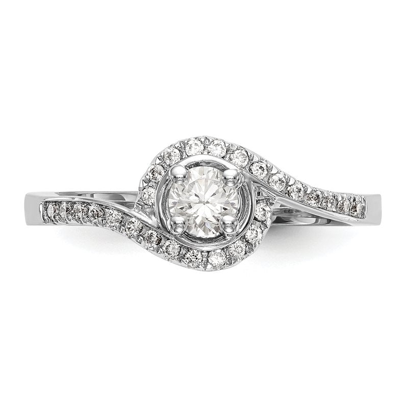 14K White Gold 1/4 carat Lab Grown Diamond VS/SI  D E F  Semi Mount Round By-Pass Engagement Ring