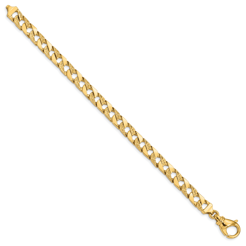 14K 18 inch 7.5mm Hand Polished Fancy Link with Fancy Lobster Clasp Chain