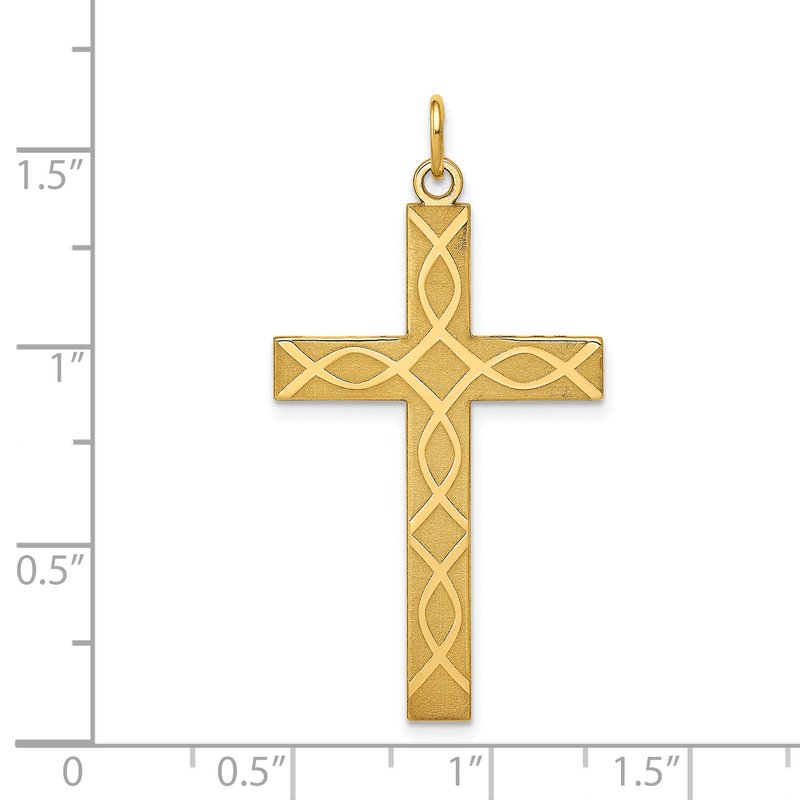 14K Laser Designed Ichthus Cross Charm