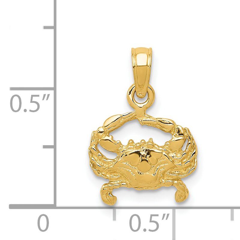 14k Small Crab Pendant