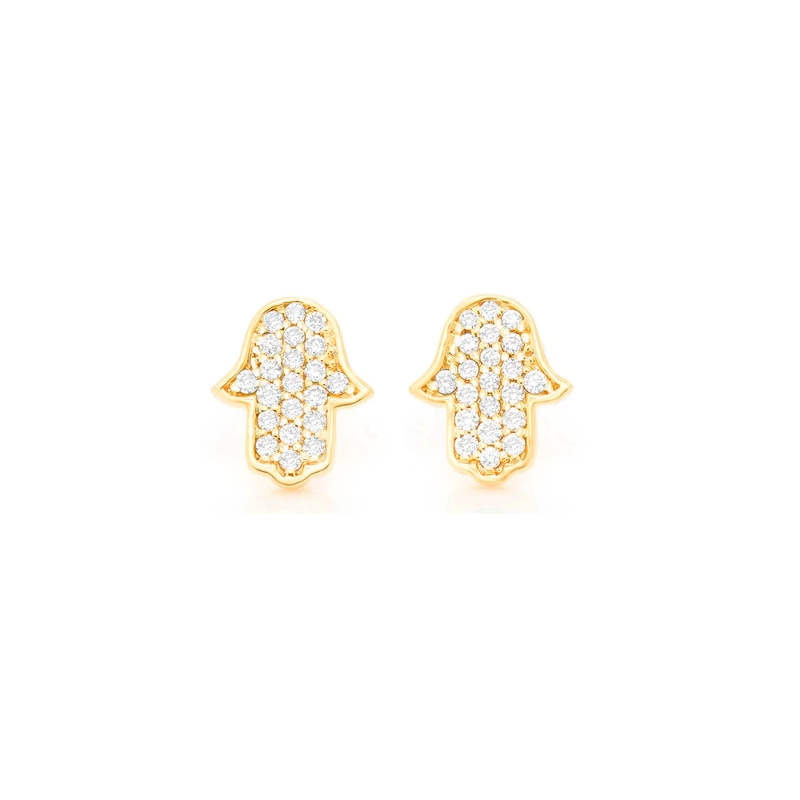 Mini Hamsa Stud Earrings 14K