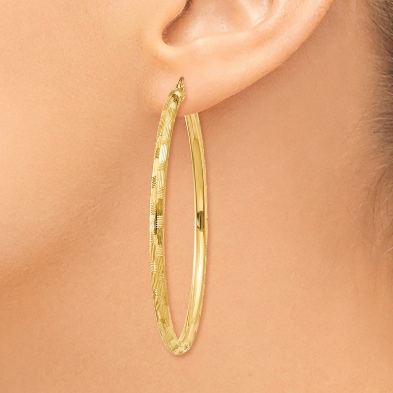 14k Diamond-cut Hoop Earrings
