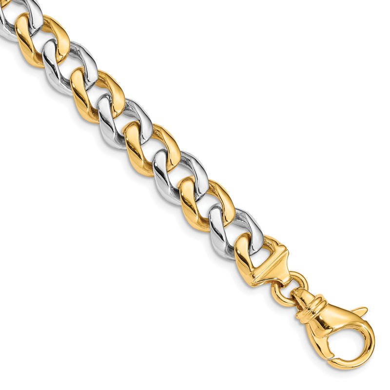14K Two-tone 20 inch 9.3mm Hand Polished Fancy Link with Fancy Lobster Clasp Chain