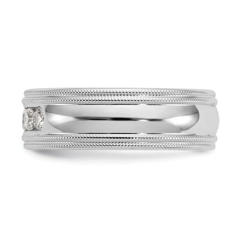 14K White Gold 1/2 carat Lab Grown Diamond VS+ F+ Size 10.5 Complete Double Miligrain Band
