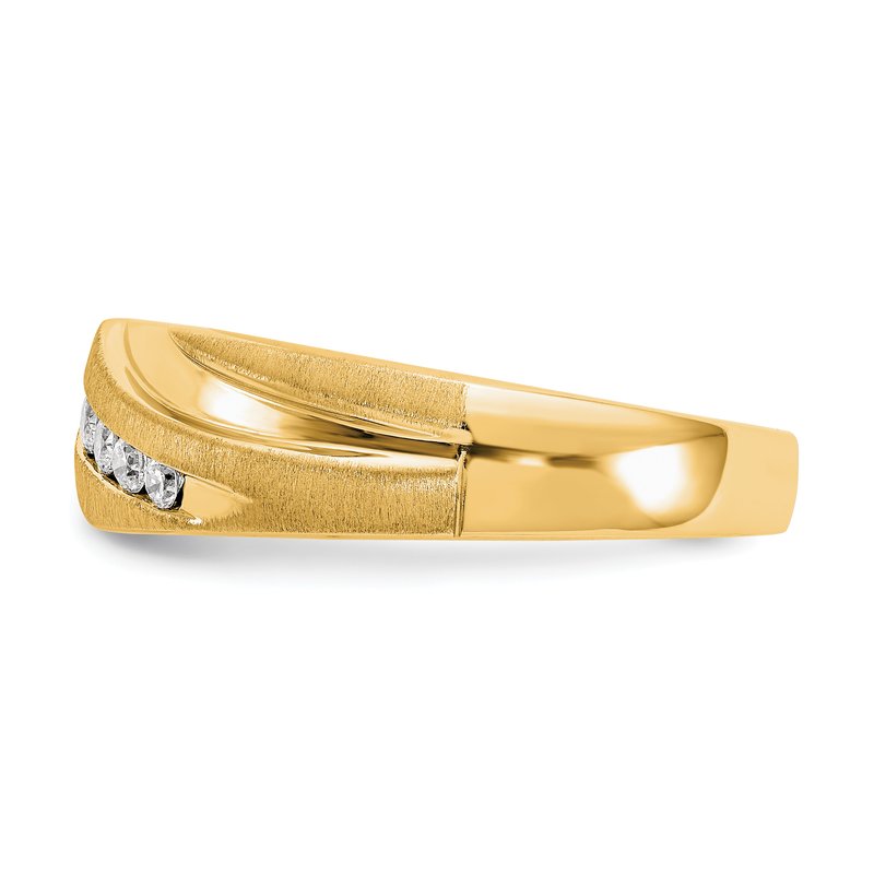 14K White Gold Men's 1/4 carat Lab Grown Diamond VS+ F+ Complete Brushed and Polished Band