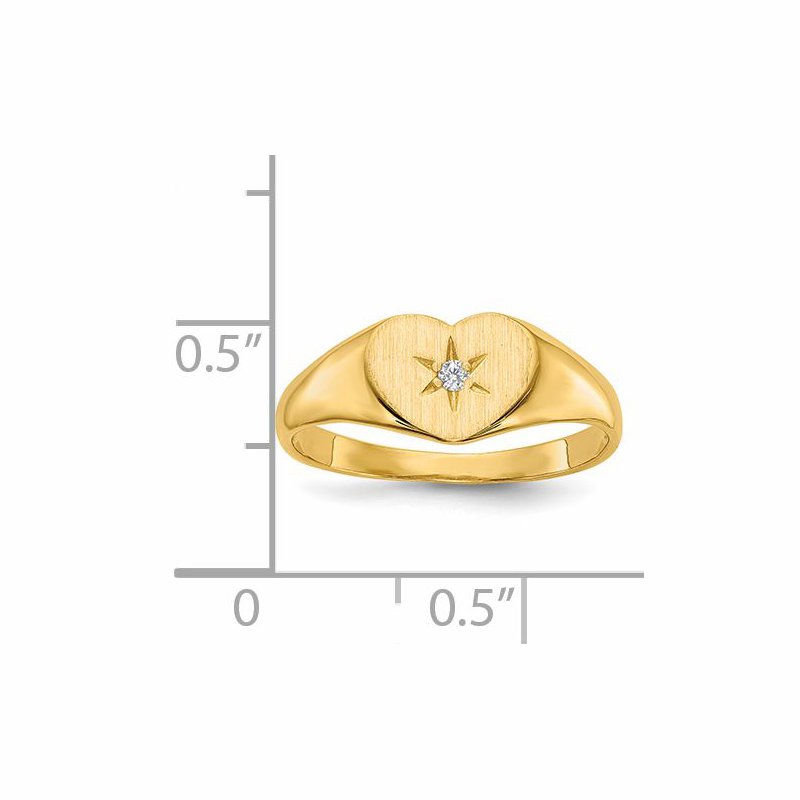 14k .01ct. Diamond 10.0x7.0mm Open Back Heart Signet Ring