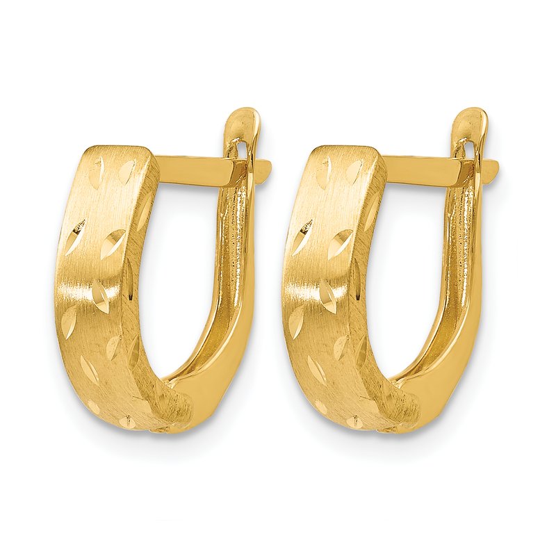 14K Polished Brushed D/C Hoop Earrings