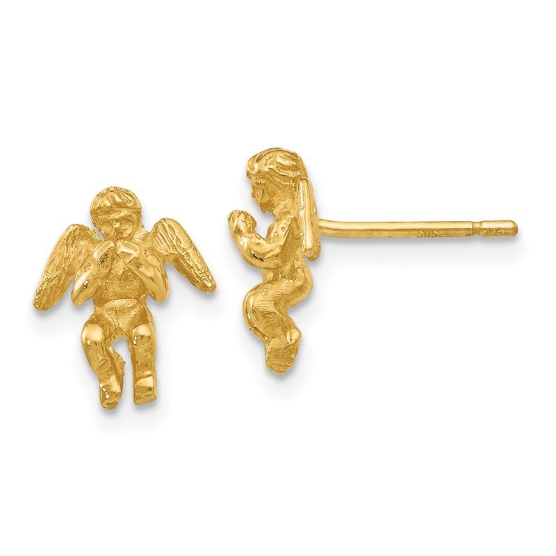 14k Polished &amp; Diamond-Cut Angel Earrings