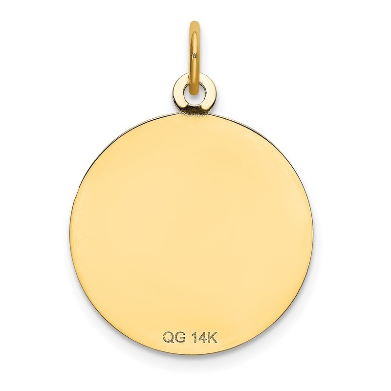 14k HAPPY BIRTHDAY with Red CZ Flower 19mm Engravable Disc Charm