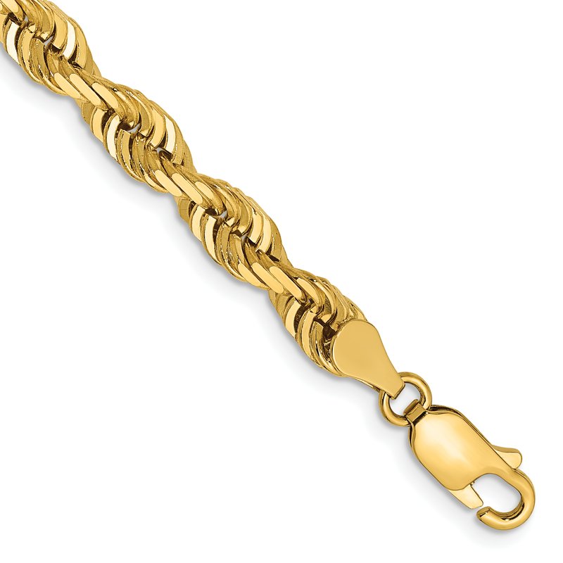 14K 26 Inch 5mm Diamond-cut Quadruple Rope Lobster Clasp Chain