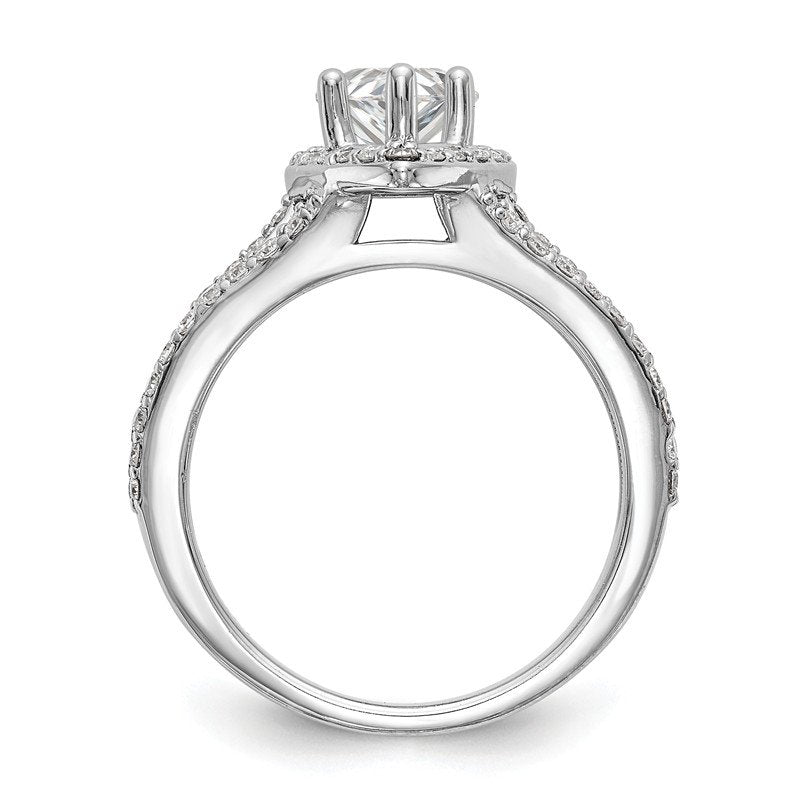 14K White Gold 5/8 carat Lab Grown Diamond VS/SI  D E F  Semi Mount Pear Halo Engagement Ring