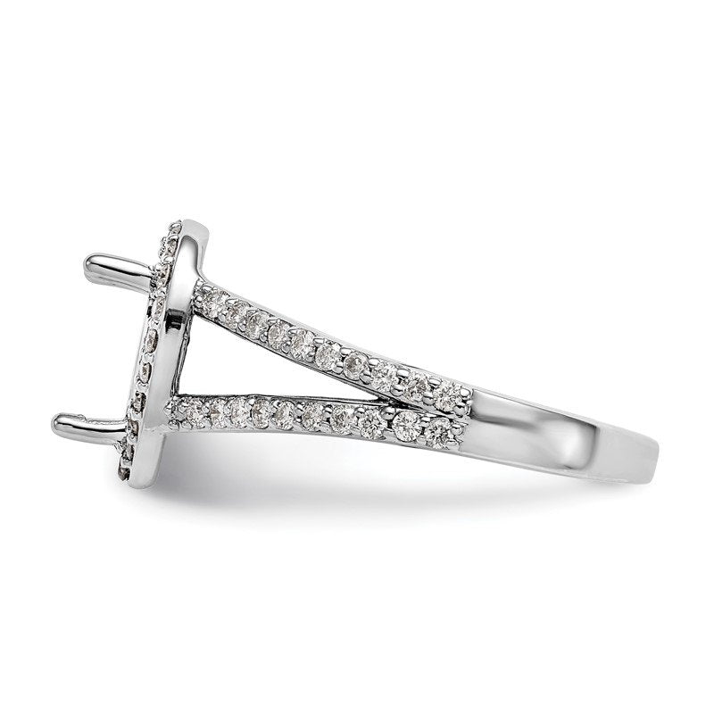 14K White Gold 5/8 carat Lab Grown Diamond VS/SI  D E F  Semi Mount Pear Halo Engagement Ring