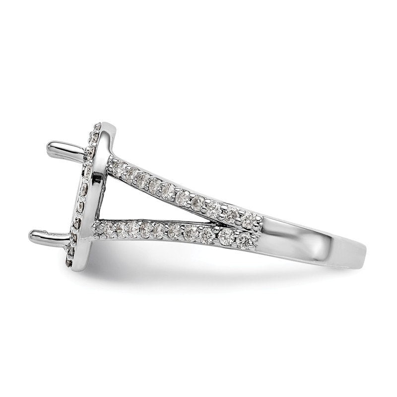 14K White Gold 5/8 carat Lab Grown Diamond VS/SI  D E F  Semi Mount Pear Halo Engagement Ring