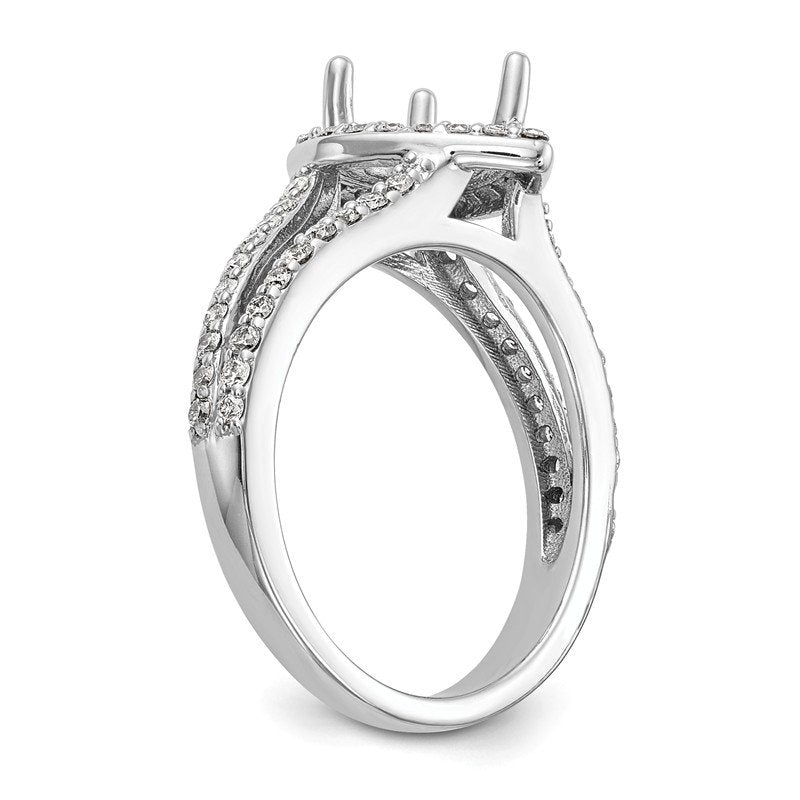 14K White Gold 5/8 carat Lab Grown Diamond VS/SI  D E F  Semi Mount Pear Halo Engagement Ring