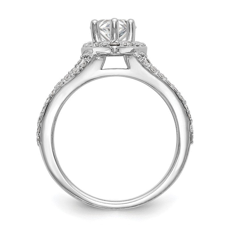 14K White Gold 5/8 carat Lab Grown Diamond VS/SI  D E F  Semi Mount Pear Halo Engagement Ring