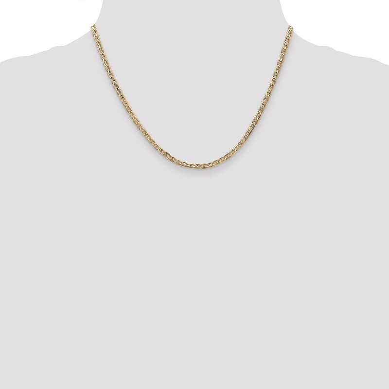 14K 10 inch 3mm Concave Anchor with Lobster Clasp Chain