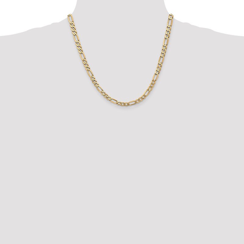 14K 26 inch 5.25mm Flat Figaro with Lobster Clasp Chain