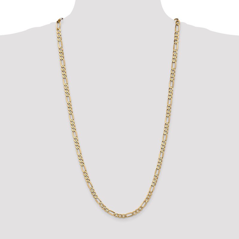 14K 26 inch 5.25mm Flat Figaro with Lobster Clasp Chain