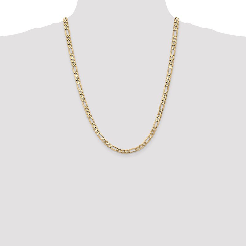 14K 26 inch 5.25mm Flat Figaro with Lobster Clasp Chain