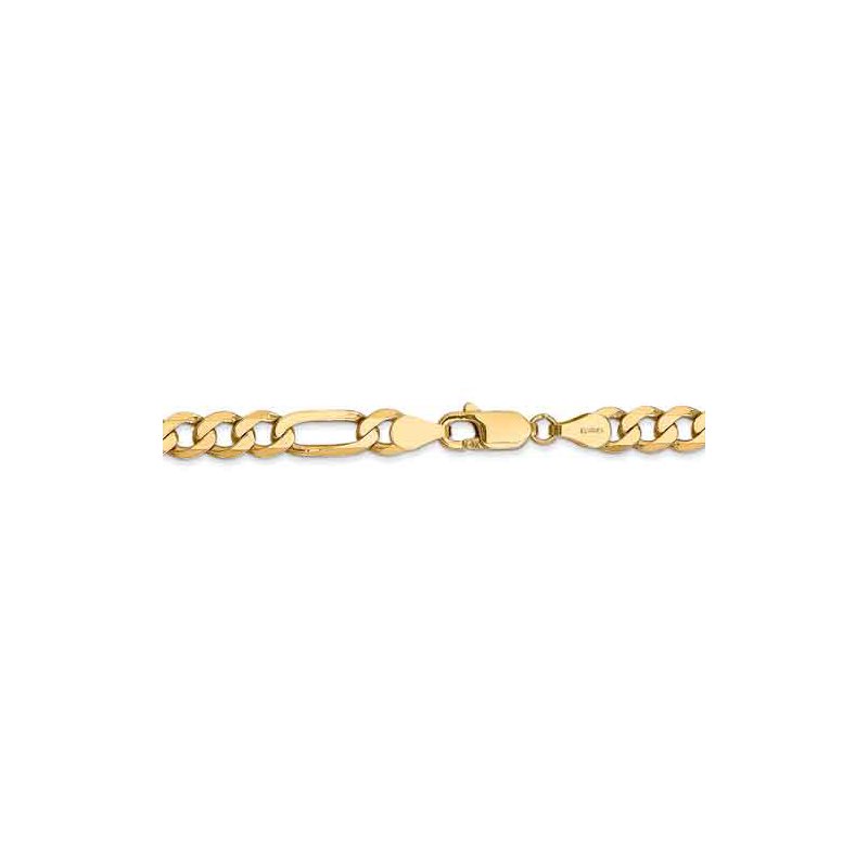 14K 26 inch 5.25mm Flat Figaro with Lobster Clasp Chain