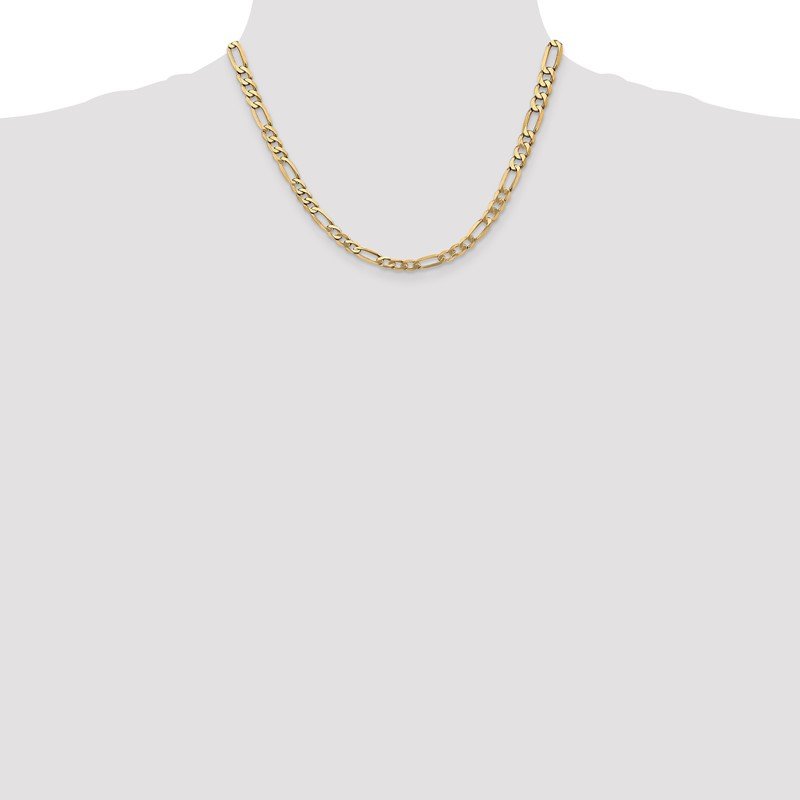 14K 26 inch 5.25mm Flat Figaro with Lobster Clasp Chain