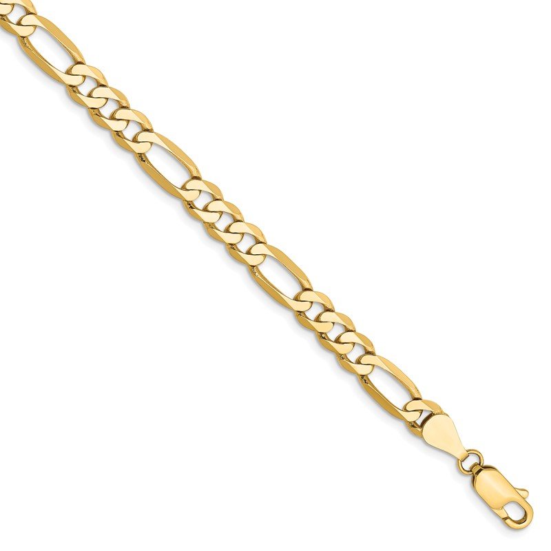 14K 26 inch 5.25mm Flat Figaro with Lobster Clasp Chain
