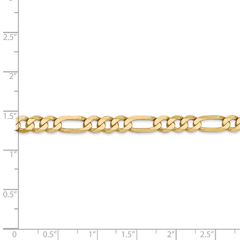 14K 26 inch 5.25mm Flat Figaro with Lobster Clasp Chain