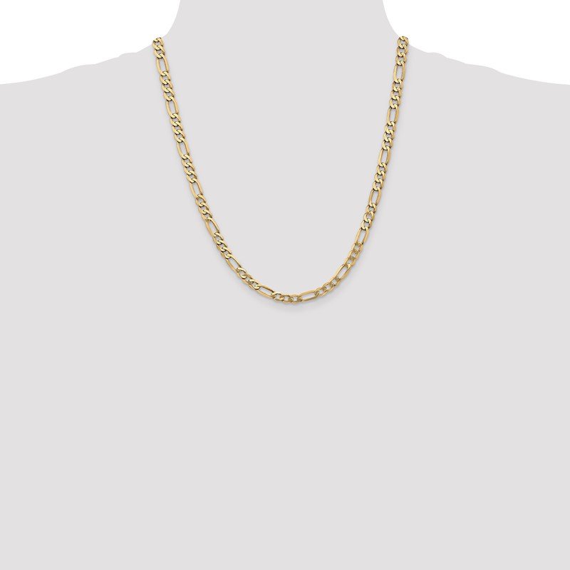 14K 26 inch 5.25mm Flat Figaro with Lobster Clasp Chain