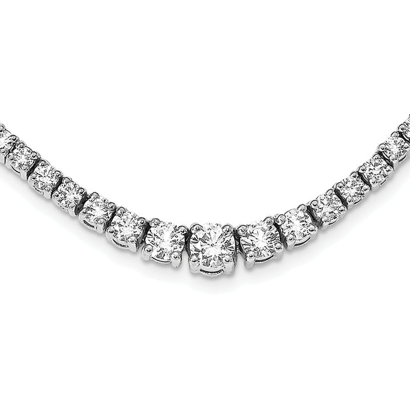 14k White Gold Complete 6.8 carat Round VS Graduated Diamond 16 inch Necklace