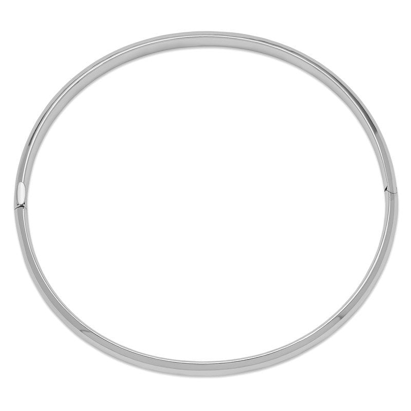 14k White Gold High Polished 5.00mm Hinged Oval Bangle Bracelet