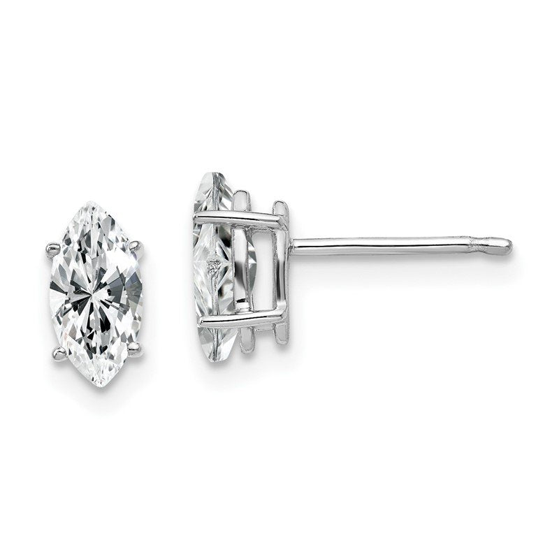 14k White Gold 8x4mm Marquise Cubic Zirconia Post Earrings