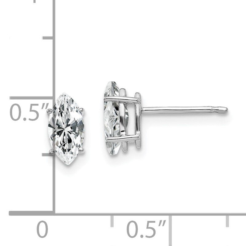 14k White Gold 8x4mm Marquise Cubic Zirconia Post Earrings