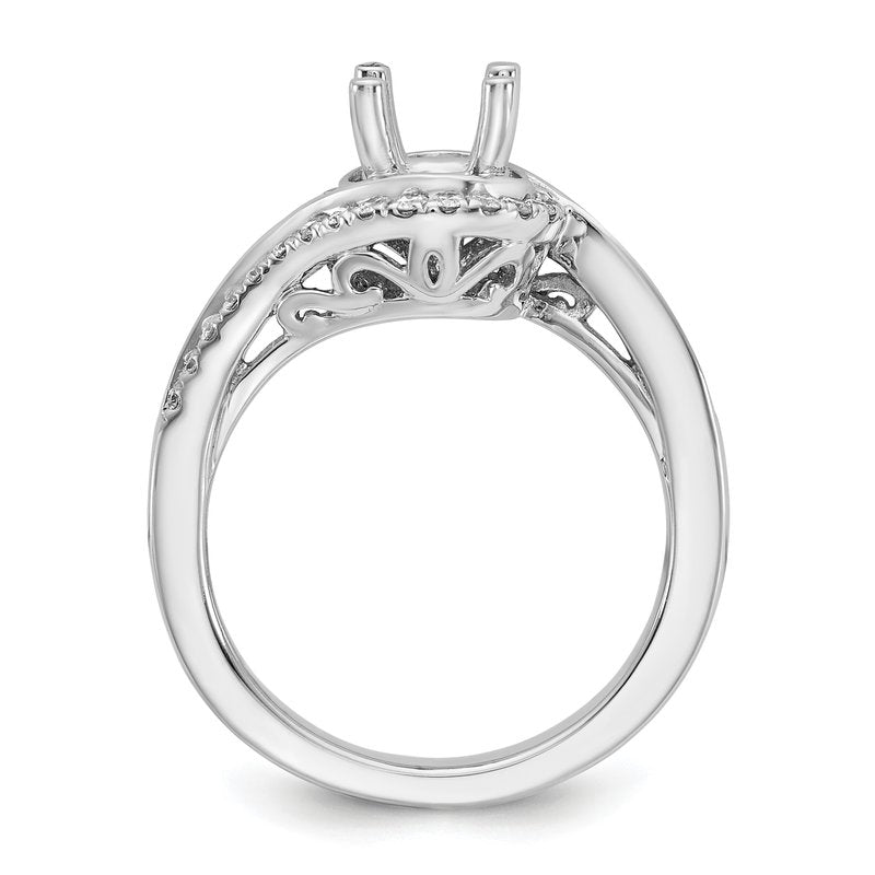 14K White Gold 1/4 carat Lab Grown Diamond VS/SI  D E F  Semi Mount Round By-Pass Engagement Ring