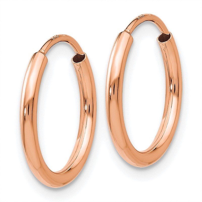 14k Rose Gold 1.5x15mm Polished Endless Tube Hoop Earrings