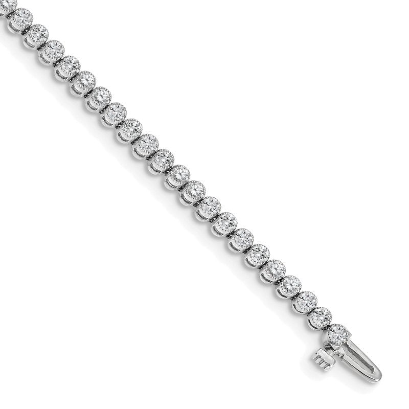 14k White Gold Complete 2.13 carat Round A Diamond 2-prong 7 inch Tennis Bracelet