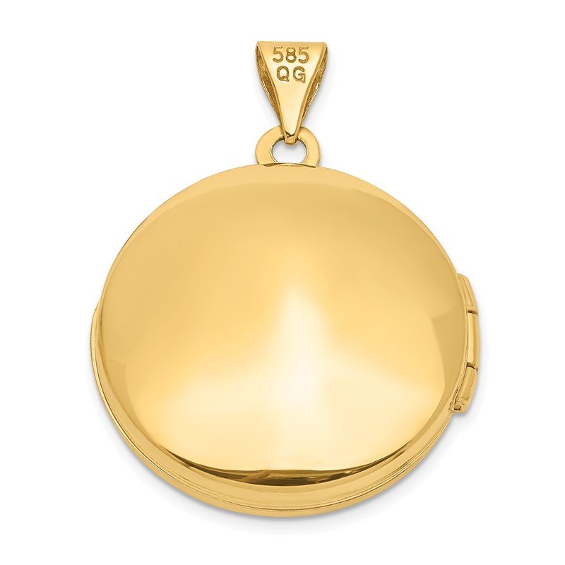 14k Polished Leaves 20mm Round Locket