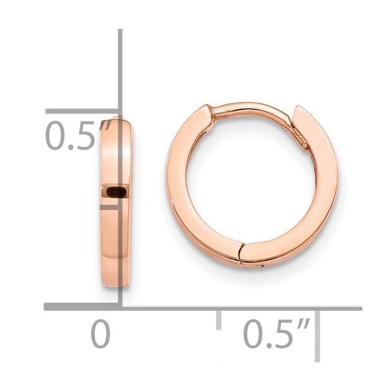 14k Rose Gold Round Hinged Hoop Earrings