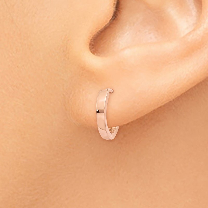 14k Rose Gold Round Hinged Hoop Earrings